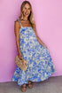Ethereal Bloom Print Adjustable Strap Tiered Ruffle Maxi Dress